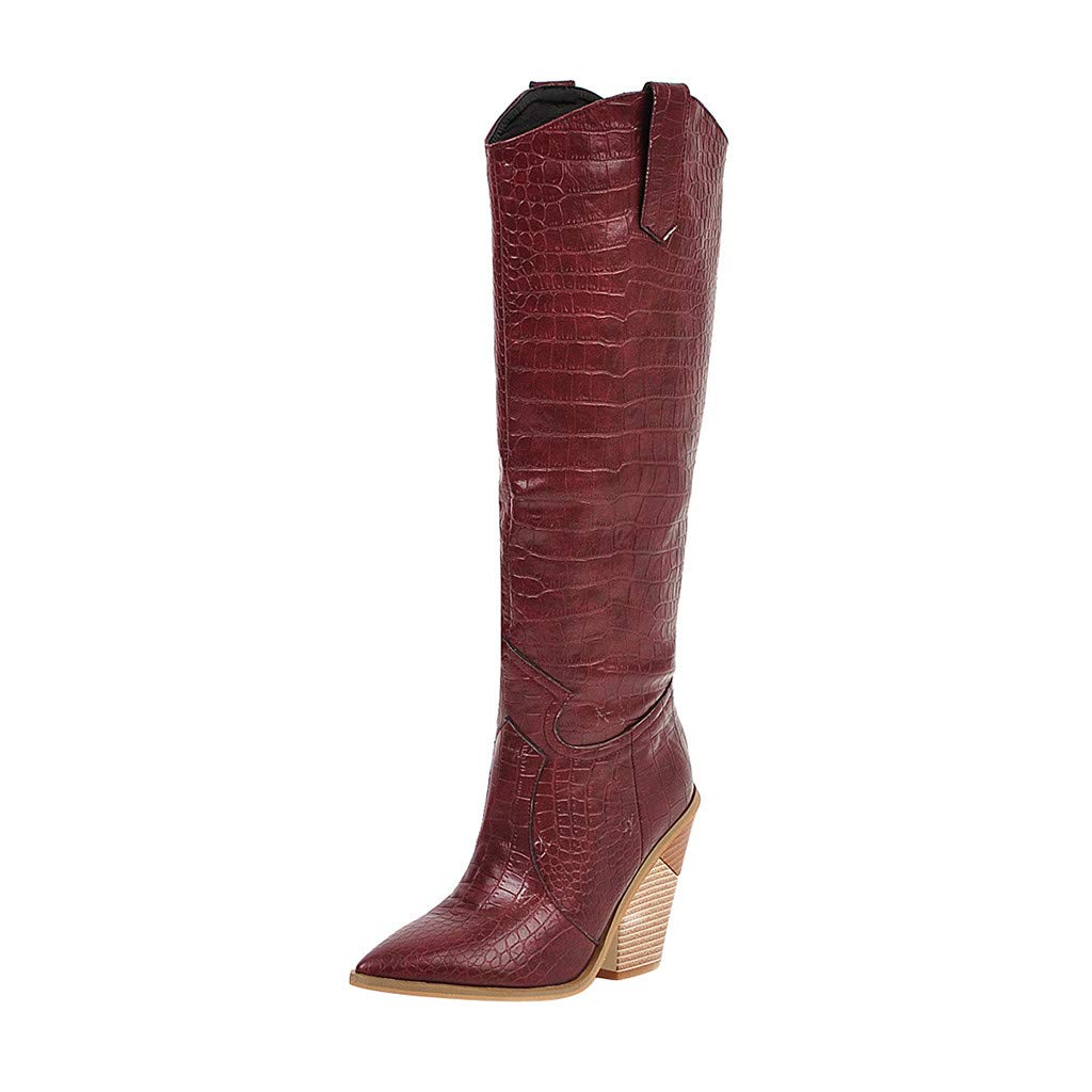 Botas Largas para Mujer Botas hasta La Rodilla del Reino Unido Botas De Montar para Mujer Cuñas con Punta Puntiaguda Botas De Tobillo De Tacón Grueso para Mujer Zapatos De Fiesta Elegantes Informales