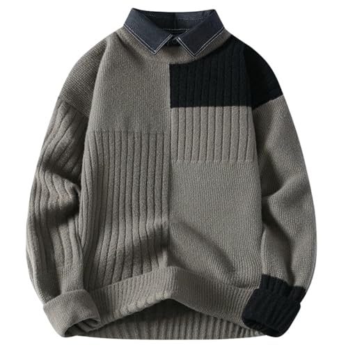 Pull en tricot pour homme chaud à col rond idéal pour les sorties d'automne