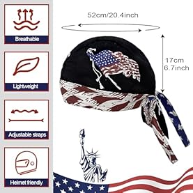 Alternative view of 3 Pcs Doo Rags for Men Skull Cap Breathable Moisture Wicking Pirate Hat Helmet Liner Running Cotton Hat for Women