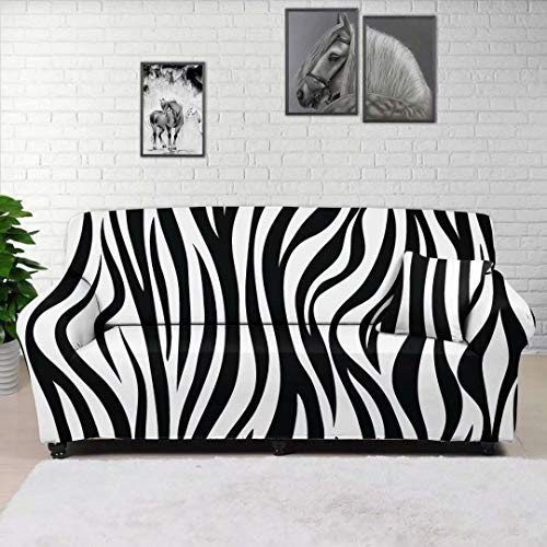 Gostong Zebra Skin Print Loveseat Slipcovers Stretch Couch Cover Printed Sofa Slipcovers For Cushions Couch Slipcover Small Furniture Sofa Covers #TOP1