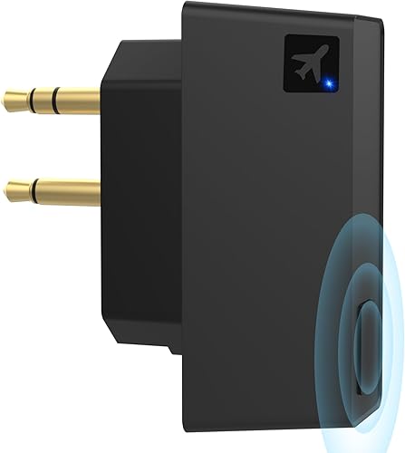 Adaptador de audio Bluetooth de avión para auriculares inalámbricos y cualquier conector auxiliar de 0.138 in en el avión, receptor transmisor