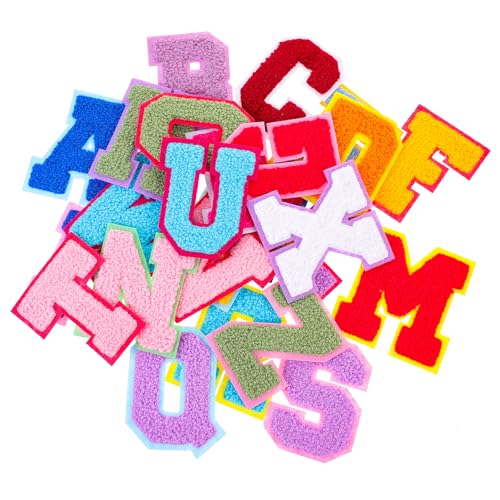 OSALADI Letras Termoadhesivas Bordadas para Planchar en Ropa y Bolsos, Pack de 26 Parches de Colores 7 CM para Decoración y Remiendos en Prendas Infantiles