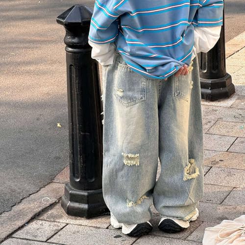 Trendy Boys Pants Street Style Ripped Denim Long Trousers for Kids Casual Wear Suitable for Spring and Summer2