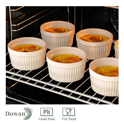 Dowan 8 Oz Ramekins - Ramekins For Creme Brulee Porcelain Ramekins Oven Safe, Classic Style Ramekins For Baking Souffle Ramekins Bowls, Set Of 6, White #TOP3