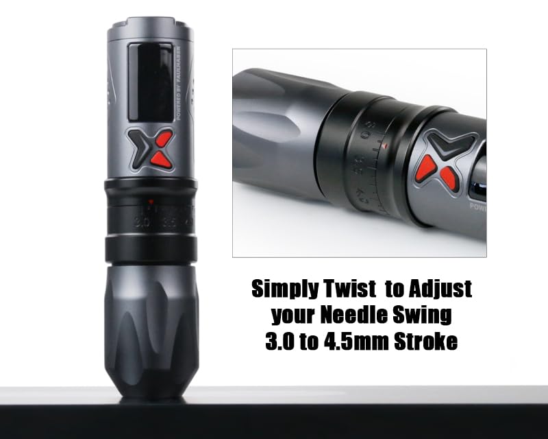 Xtreme X Pen Pro Wireless Tattoo Machine – Adjustable Stroke 3.0–4.5mm, Faulhaber Motor, Smart Display, USB-C Rechargeable, UV Sterilizing Case, XTREME HUB App Compatible