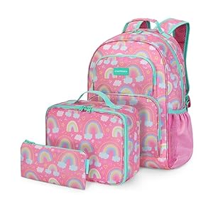 mommore Kids Backpack Set, Lightweight School Backpack for Kids Elementary Bookbag for Students with Chest Strap,3pcs