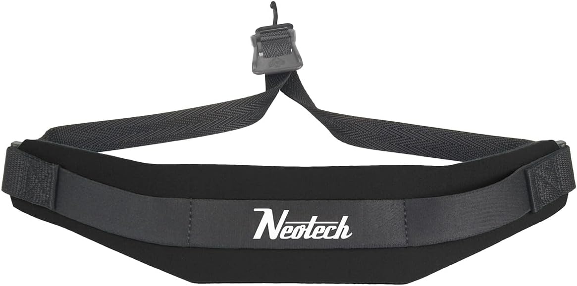 Saxophone Neck Strap Soft Sax Padded Metal Open Hook for Alto Tenor Baritone Soprano - (Regular - Black) - Made in USA