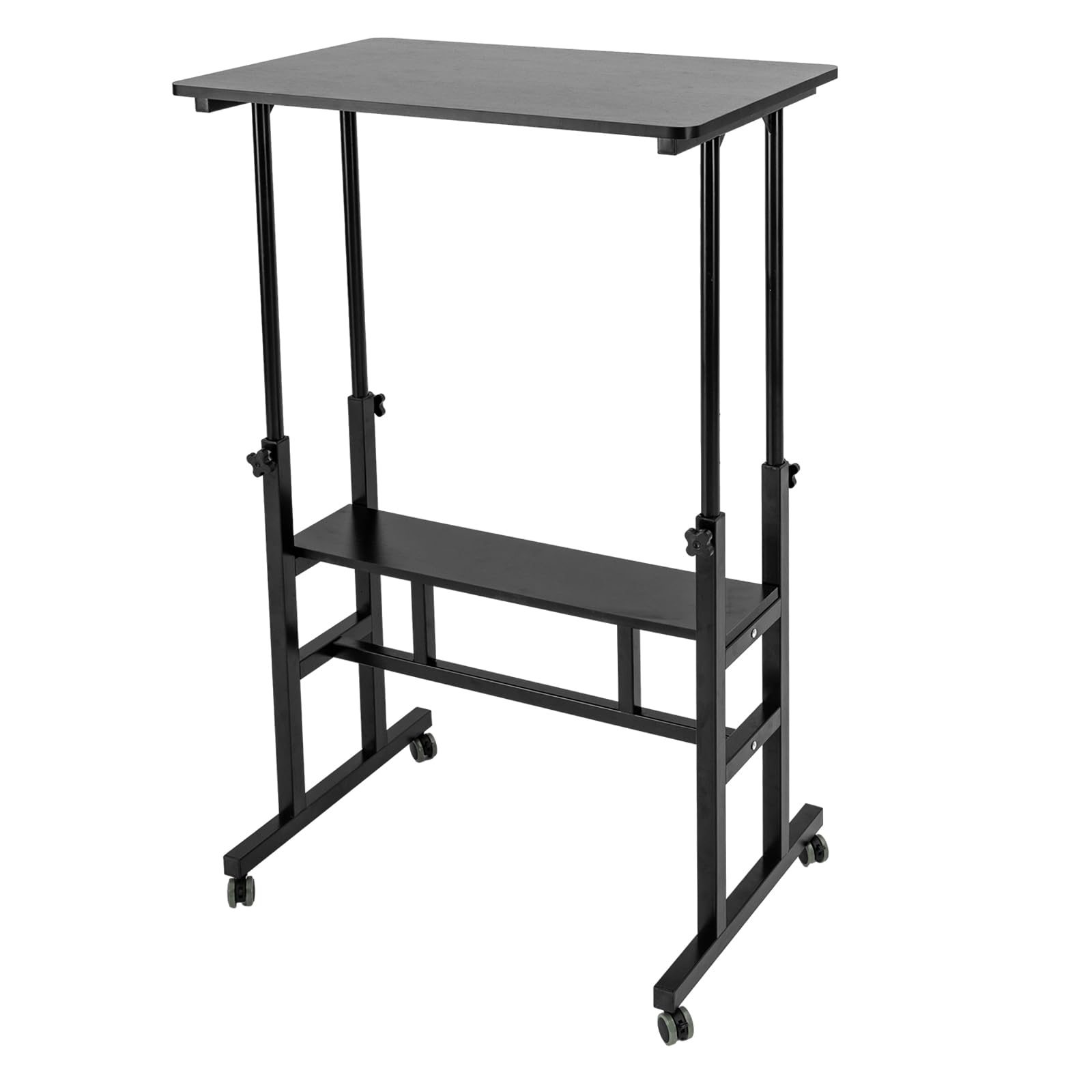DYNAMI Mobile Standing Desk with Storage Shelf Height Adjustable Computer Workstation Stand Up Work Station Sit or Stand — view 5