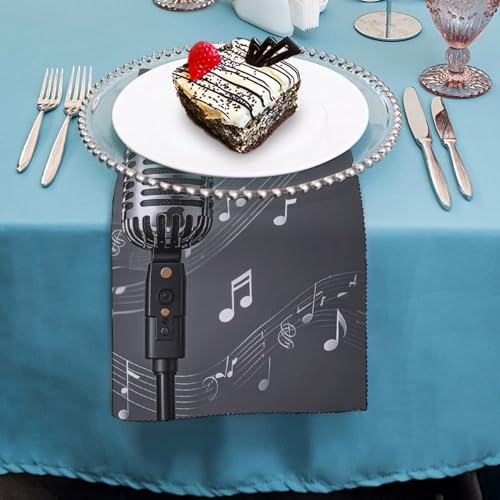 Servilletas de Tela con Notas Musicales Microfono 2 Piezas miniatura 4