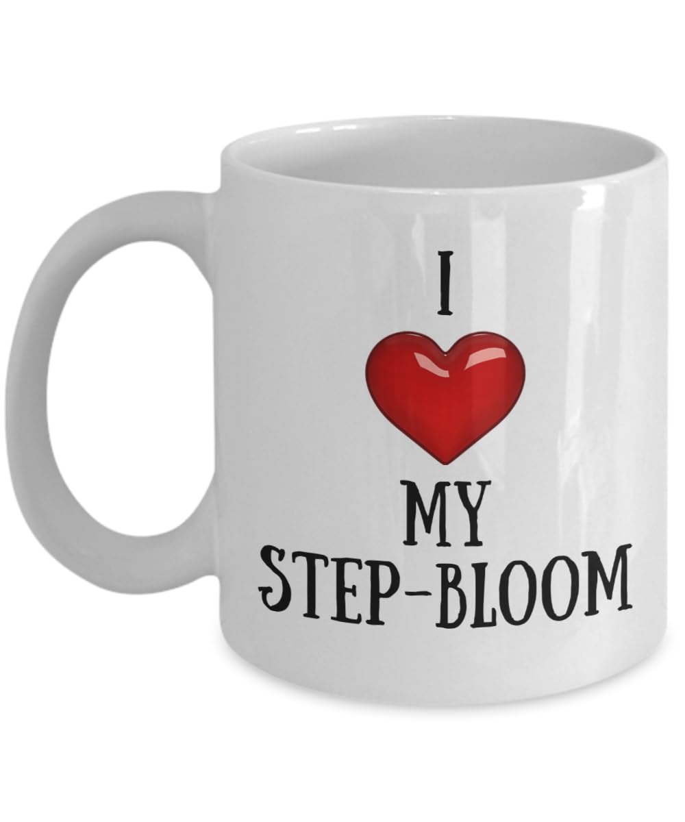 I Love My Step-Bloom Coffee Mug - Birthday/Christmas/Holiday Gift Idea for Family Relation Friend Work-Buddy Love-Heart Cup 11oz Playful Fox PFX24B