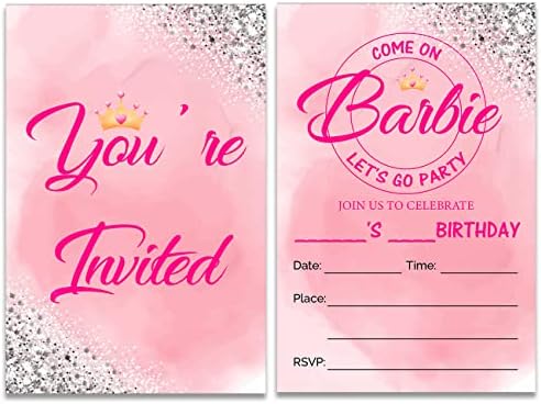 Amazon.com : Soiceu Pink Girl Birthday Party Invitations with Envelopes Set  of 20 Pink Girls Birthday Party Invites Fill in Blank : Home & Kitchen
