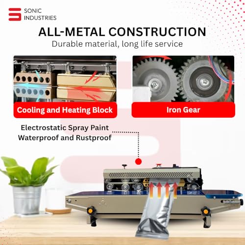 Image of FR900 Horizontal Band Sealer for Food Packet Packing Economic Model | 220V /50HZ, 5-12mm Sealing Width, 5-15mm Seal Speed, Durable Mild Steel Body, Easy to Use for Plastic Bags, Pouches