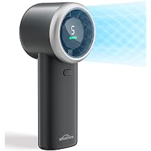 WHATOOK Portable Handheld Turbo Fan, 5 Speeds Mini Personal Fan with 4000mAh Rechargeable Battery, Small Pocket Fan for Travel Essentials, Beach, Office, Gifts for Women Men - Matte Black