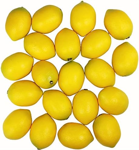20 pcs Fake Lemons Decorations Faux Fruits Artificial Yellow Lemons for Lemon Wreath Garland Lemonade Party Kitchen Table Summer Spring Décor Fruit Bowl Vase Fillers Photography Props