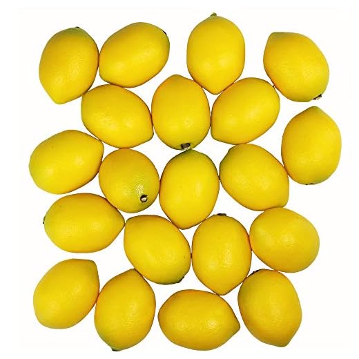 20 pcs Fake Lemons Decorations Faux Fruits Artificial Yellow Lemons for Lemon Wreath Garland Lemonade Party Kitchen Table Summer Spring Décor Fruit Bowl Vase Fillers Photography Props