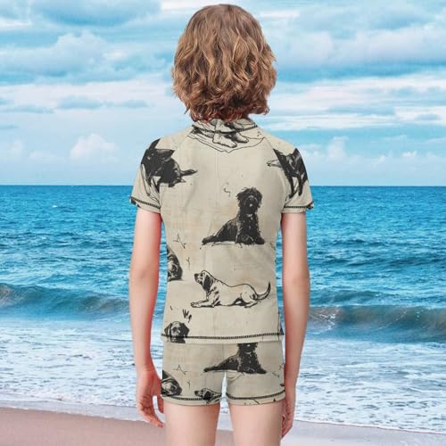Yoga Dogs PosesChildren's Casual Swimsuit Set - Simple and Versatile2