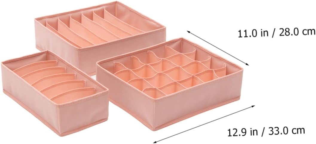 VALICLUD Multi Underwear Storage Box with Compartments for Bras Socks Panties Organizer for Closet Dresser and Bedroom Clothes Storage Pink Fabric Organizer for Items