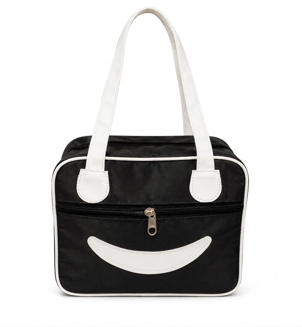 RR Decore Cute Smiley Face Tote Bag, Black-picture-43