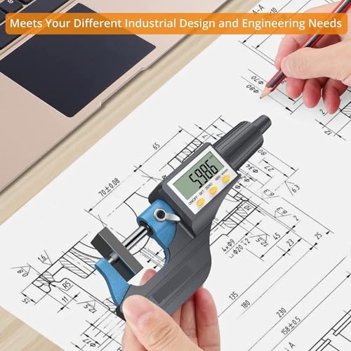 Image of Digital Micrometer, Digital Outside Micrometer 0-25 Mm Range With LCD Display Screw Guage Ideal For Accurate Measuring Dimensions in Inches & MM, + /-0.0001 Accuracy
