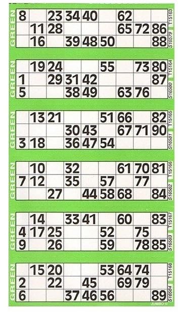 Bezpłatne karty Bingo 750 (Zielony)