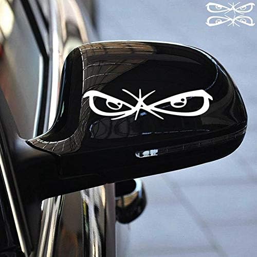 ZaCoo 2 Pcs Angry Eyes 3D Decal Sticker for Auto Car Side Mirror L+R Rearview Vehicle Window Vinyl Decal 7.5"x2" (White)