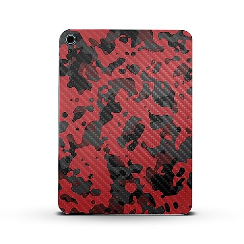 Image of MightySkins Carbon Fiber Skin Compatible with Apple iPad 10.9 inch 10th Gen (2022) Full Wrap Kit - Red Modern Camo | Protective, Durable Textured Carbon Fiber Finish | Easy to Apply | Made in The USA
