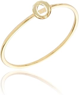Wrapables Gold Plated Stackable Initial Letter Ring Size 6, Letter O