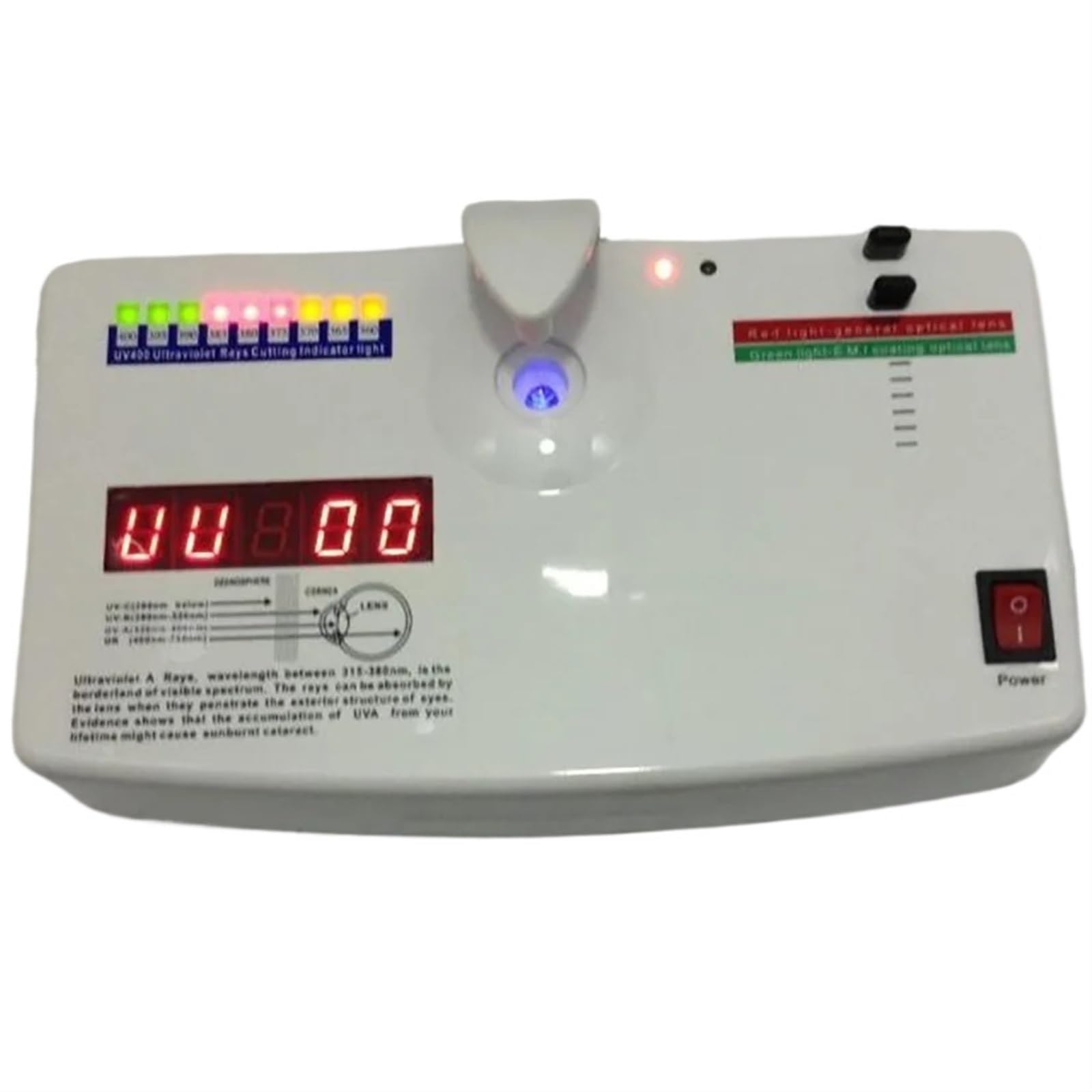 UV-Messgerät, Optische Linse Anti UV Ultraviolett Ray Linse Tester Detektor UV Vermesser UV400 Test,Kalibrierte Messwerte