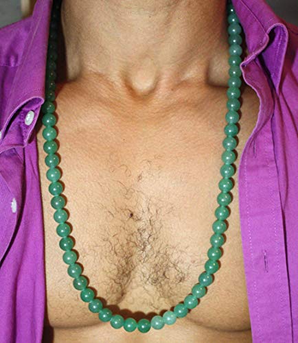 Mens Necklaces Healing Crystal Necklace 19/24/30 Inch Beaded Necklace Chains For Men 6/8/10/12/14/16Mm Protection Stone Amulets Handmade By Master Shaman In Usa (19, 14: 10Mm Green Jade Aventurine) #TOP2