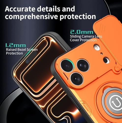 Coque Xiaomi 17 Pro orange silicone antichoc avec anneau rotatif - 4