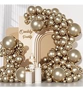 Ouddy Party 129Pcs Chrome Gold Balloons Different Sizes 18 12 10 5 Inch, 6Pcs 18”Champagne Metall...