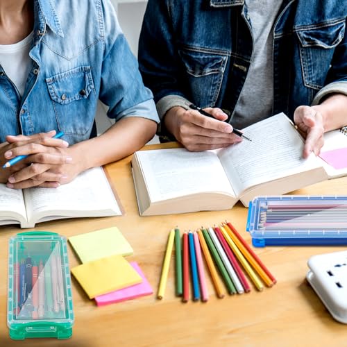 Image of Gueevin 24 Pcs Large Capacity Plastic Pencil Box Clear Plastic Pencil Case Crayon Box with Snap Tight Lid Watercolor Pen Storage Brush Organizer Drawing Tools Container (Dark)