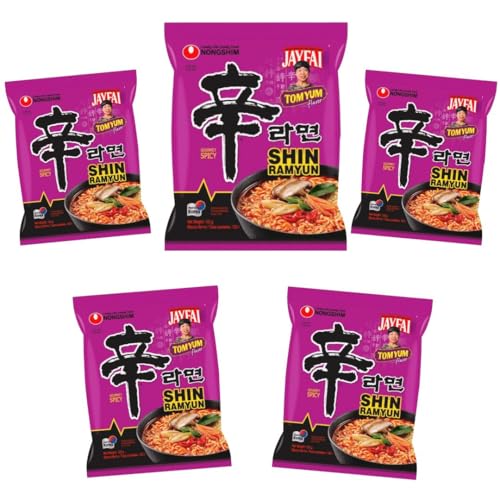 Shin Ramyun sabor a Tom Yum. Ramen Coreano Instantáneo Picante 123g (Pack de 5)