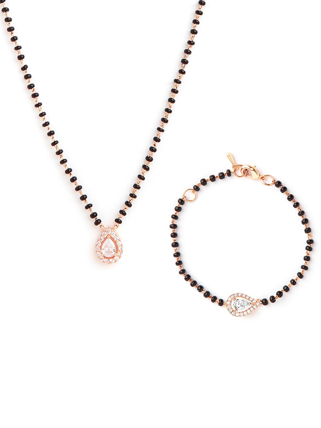 minutiae Crystal Diamond Tanmaniya Combo Mangalsutra Pendant Necklace & Bracelet For Women And Girls With Extendable Chain-picture-23
