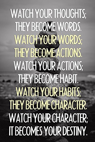 Image of Laminated Watch Your Thoughts Inspirational Poster Buddha Quotes Motivational Posters Gratitude Positivity Poster Dry Erase Wall Art 24x36