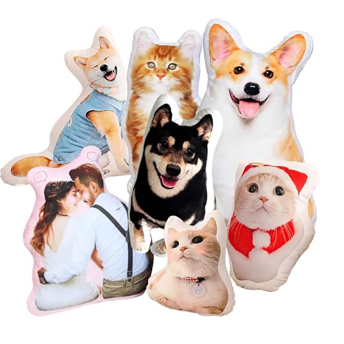 Custom Pet Pillow with Picture - Personalized Pet Photo Pillows, Customized Stuffed Animal Dog Cat Shaped Pillow for Pet Lover Gifts Bedding Decoration/Memorial Gifts/Christmas (Double Side, 16 inch)