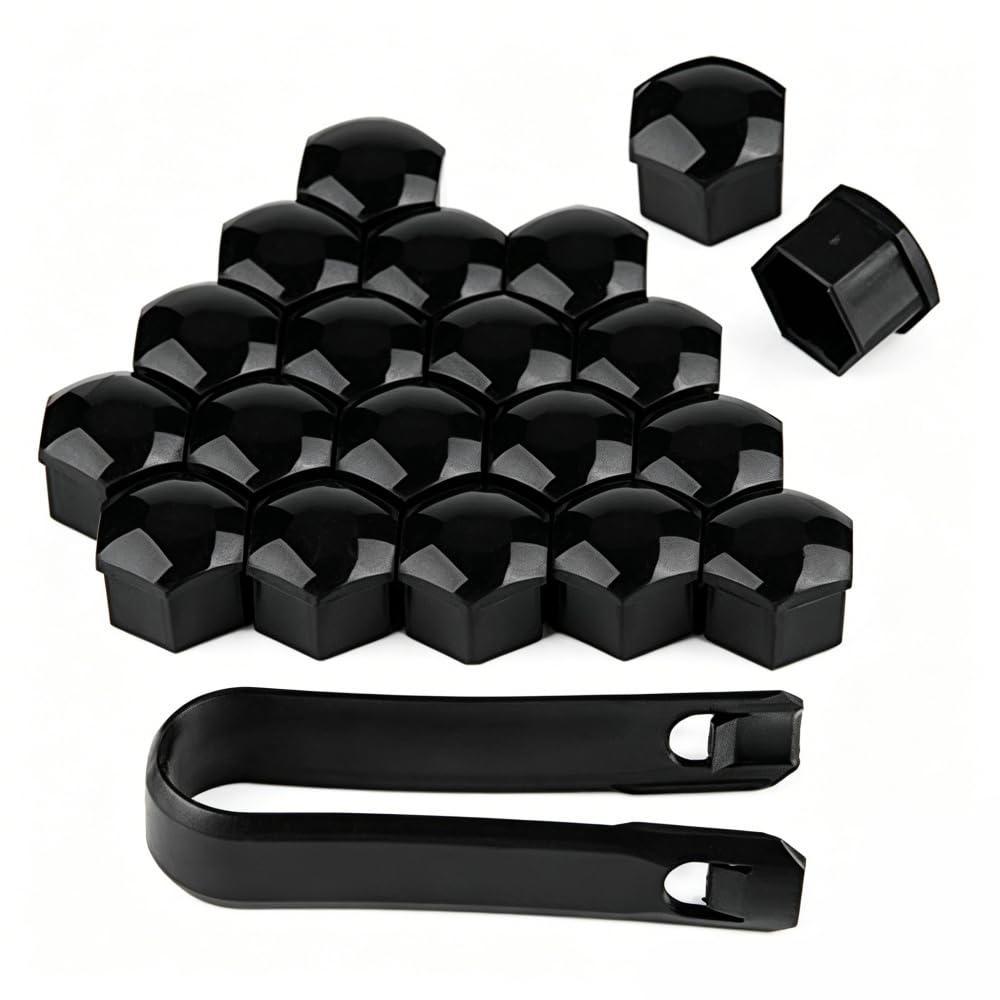 Woniyal 20 Pcs Car Wheel Nut Caps Bolt Covers for Cupra Tavascan 2025 2026, Tire Screw Cap Protection with Removal Tool Tyre Wheel Nut Covers Set,Black-19mm