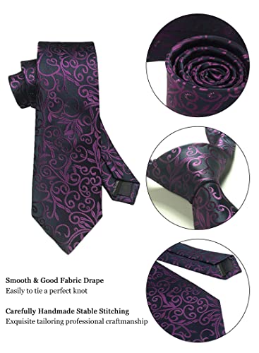 Image of Paisley Floral Mens Tie Formal Necktie Pocket Squares Ties Clips Cufflinks Classic for Men Set