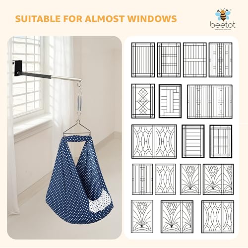Image of Window Hanging Cradle for Baby | Foldable Adjustable Metal & Steel Window Hanger for Baby Cradle & Baby Jhula | No-Drill Installation | Supports Up to 15kg