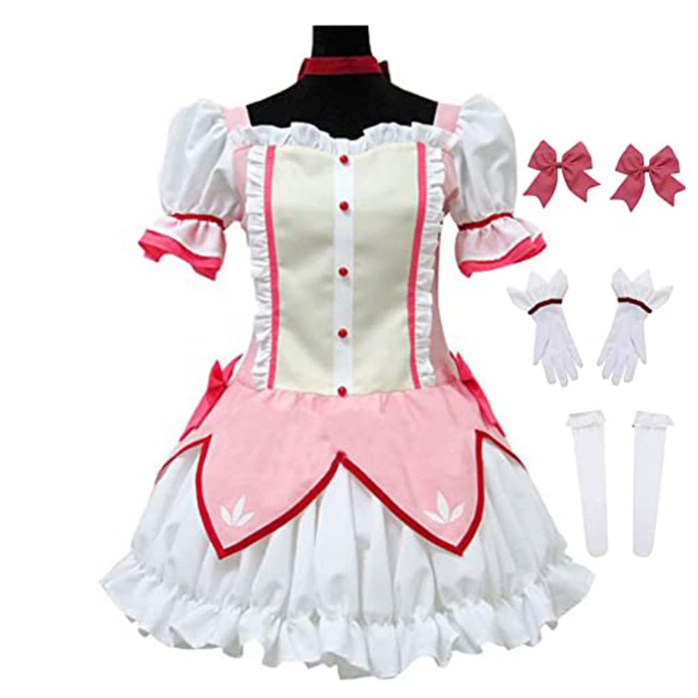 Okazaki Magi Madoka Magica Cosplay Costume Uniform Dress Halloween Outfit