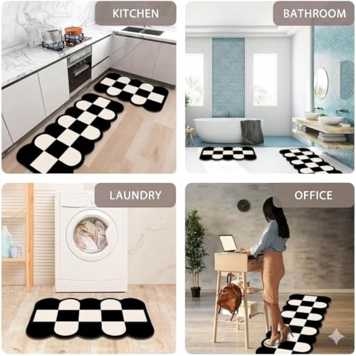 Image of Kitchen Anti Slip Mat for Floor, Waterproof Washable Kitchen Mats, Non Slip Kitchen Floor Mats for Home, Soft Mats for Kitchen, Kitchen Mats for Floor Anti Slip (Fancy Chess Style)