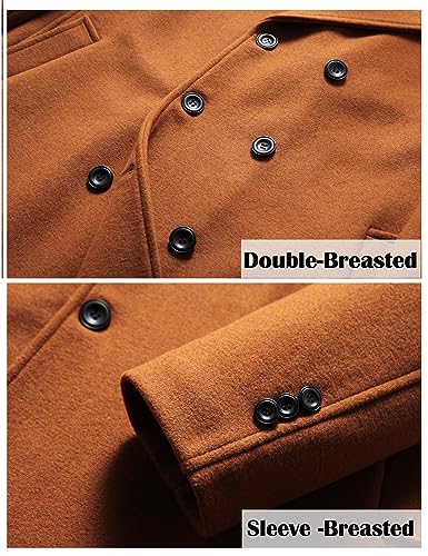 Image of FTCayanz Men's Winter Pea Coat Slim Fit Trench Coats Double Breasted Warm Wool Blend Overcoat