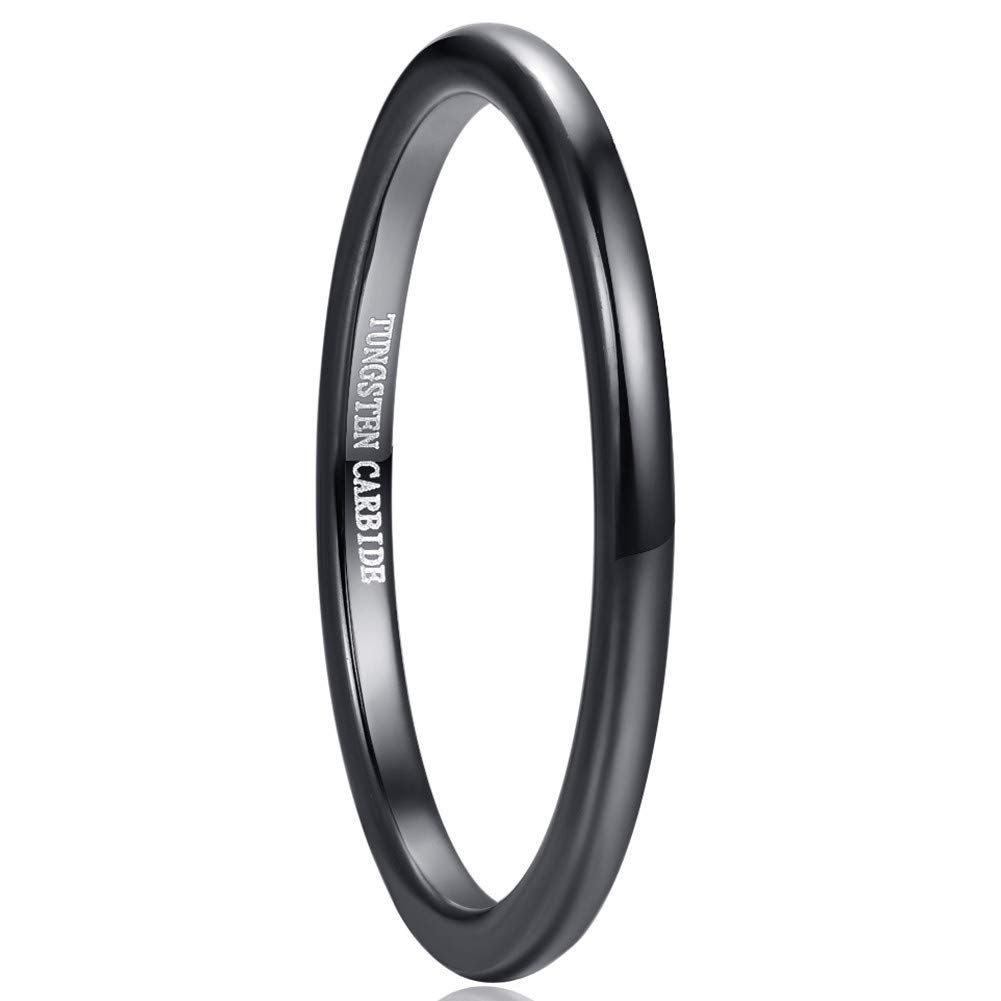 Vakki Anillo de carburo de tungsteno para hombres y mujeres, 2 mm, gris, para bodas, fiestas, hobbies, ajuste cómodo, tamaño 49 hasta 62 (15,6 – 19,7)