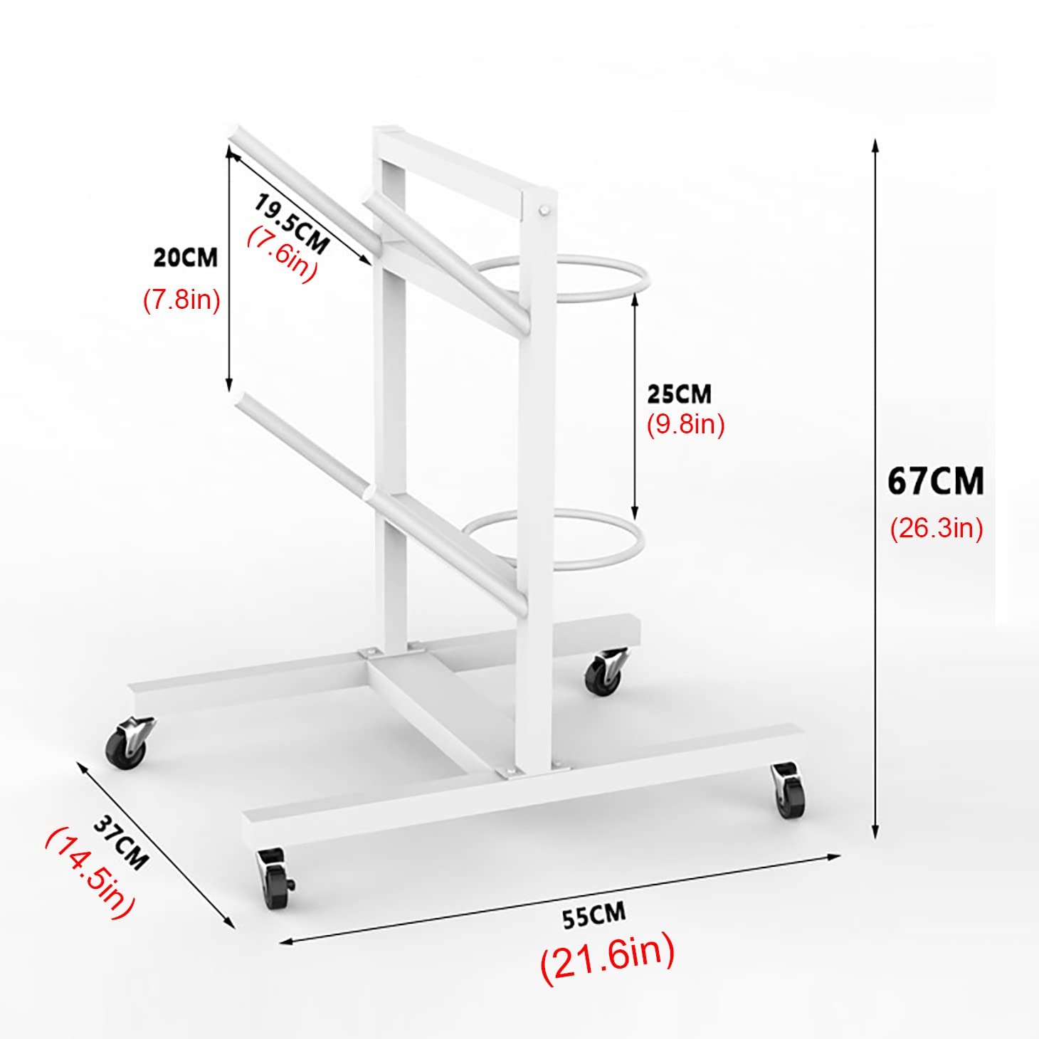 4-stufiger aufrechter Skateboardständer und Ballständer – multifunktionales Sportgerät for Basketball, Fußball, Yogamatten(White,4tier)