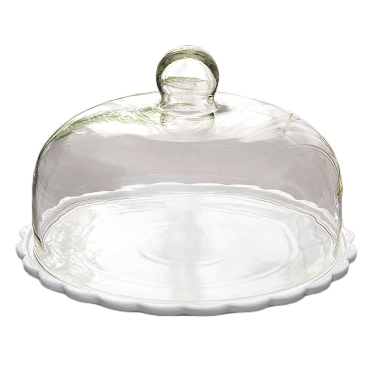 Cubierta Fácil de Limpiar de Exhibición de Pasteles de Vidrio y Cerámica de Color Blanco, Material Seguro para Alimentos Adecuado para Cocina y Presentación de Postres