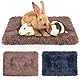 MICOOYO Kleintier-Bettmatte – Flauschiges Fleece-Kaninchenbett, Haustierunterlage für Kaninchen, Meerschweinchen, Eichhörnchen, Hamster, Grau und Braun, (49 * 32 cm)