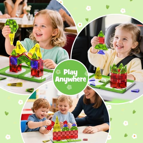Image of Mini Magnetic Tiles Travel Toys: 26PCS Set,Iron Storage Box,Car Activities