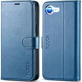 TUCCH iPhone 16e 対応 ケース手帳型 アイフォン16e 手帳ケース カード収納 横置きスタンド機能 [RFIDブロッキング] 耐衝撃 全面保護 TPU素材 PU合皮 あいふぉん16eカバー (2025年発売 6.1インチ アイフォーン16e対応）レイクブルー