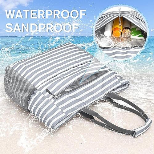 Sac de plage chic et robuste avec sa pochette zippée - 5