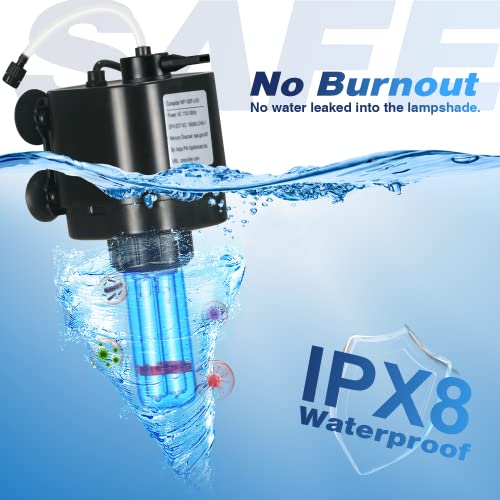 Tararium Aquarium Filter W/Cycle Timer U-V Light For 10-40 Gal. Small Fish Tank, Swirl Turbo Design Quiet 4 In 1 Water Pump Air Pump Green Clean Machine Submersible Internal Algal Killing (132 Gph) #TOP6